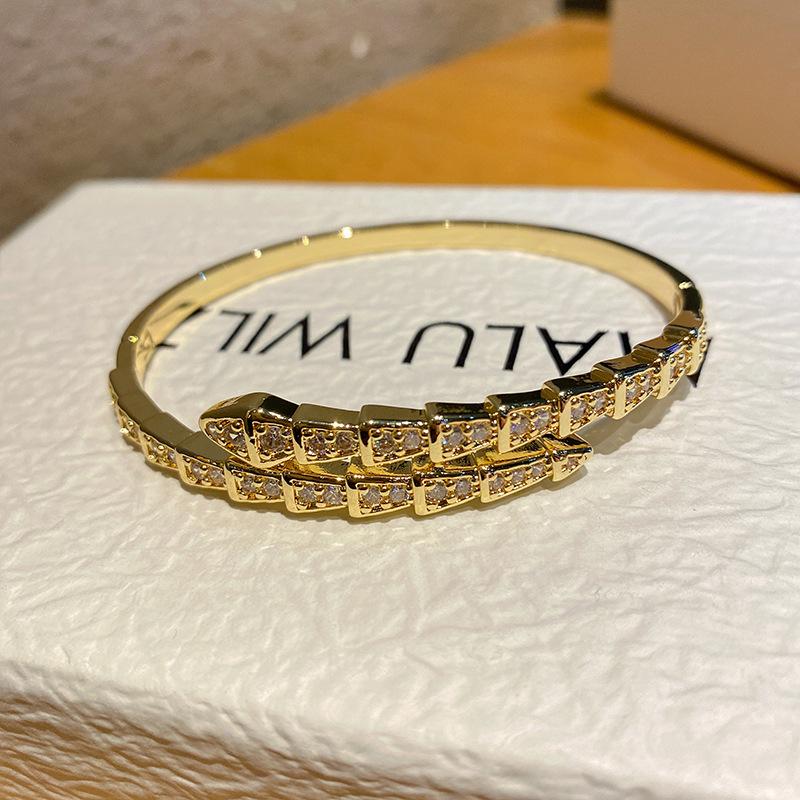 Half Snake European and American Hot Selling Copper Plated T-shaped Zircon Women's Bracelet