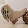 New Cow Suede Women Ankle Boots Autumn Winter Warm Fashion Fringe Casual Back Zipper Round Toe Short Boots Women