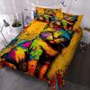 Cute Colored Cat Bedding Three-Piece Quilt Cover