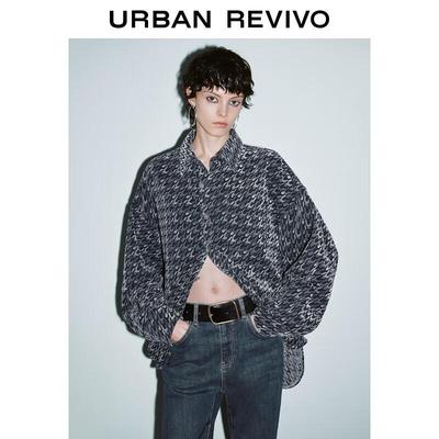 Женская ретро-модерн джинсовая рубашка в клетку "гусиная лапка"