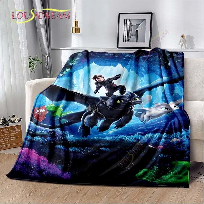 Мультяшное одеяло Как приручить дракона, милое, легкое, постельное белье, супер мягкое, теплое, фланелевое одеяло для кровати, гостиной, дивана