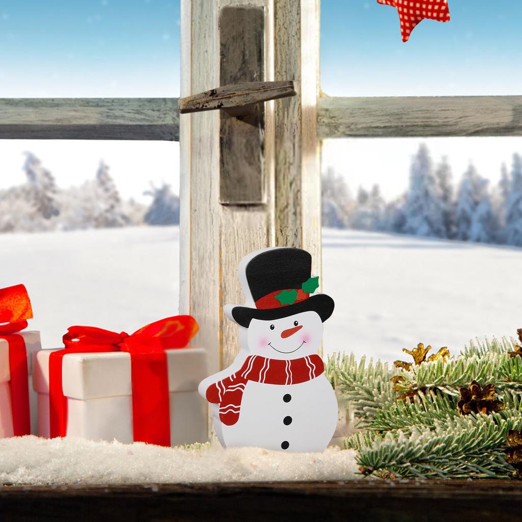 Snowman Christmas Decorations Indoor, Cute Snowman Winter Tiered Tray Decor Set Of 3, Wooden Snowman Xmas Table Decoration For Party Home Shelf Door