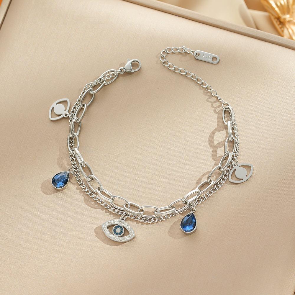 Simple And Stylish Titanium Steel Evil Eye Bracelet Fashion Jewelry Hypoallergenic And Fade Resistant