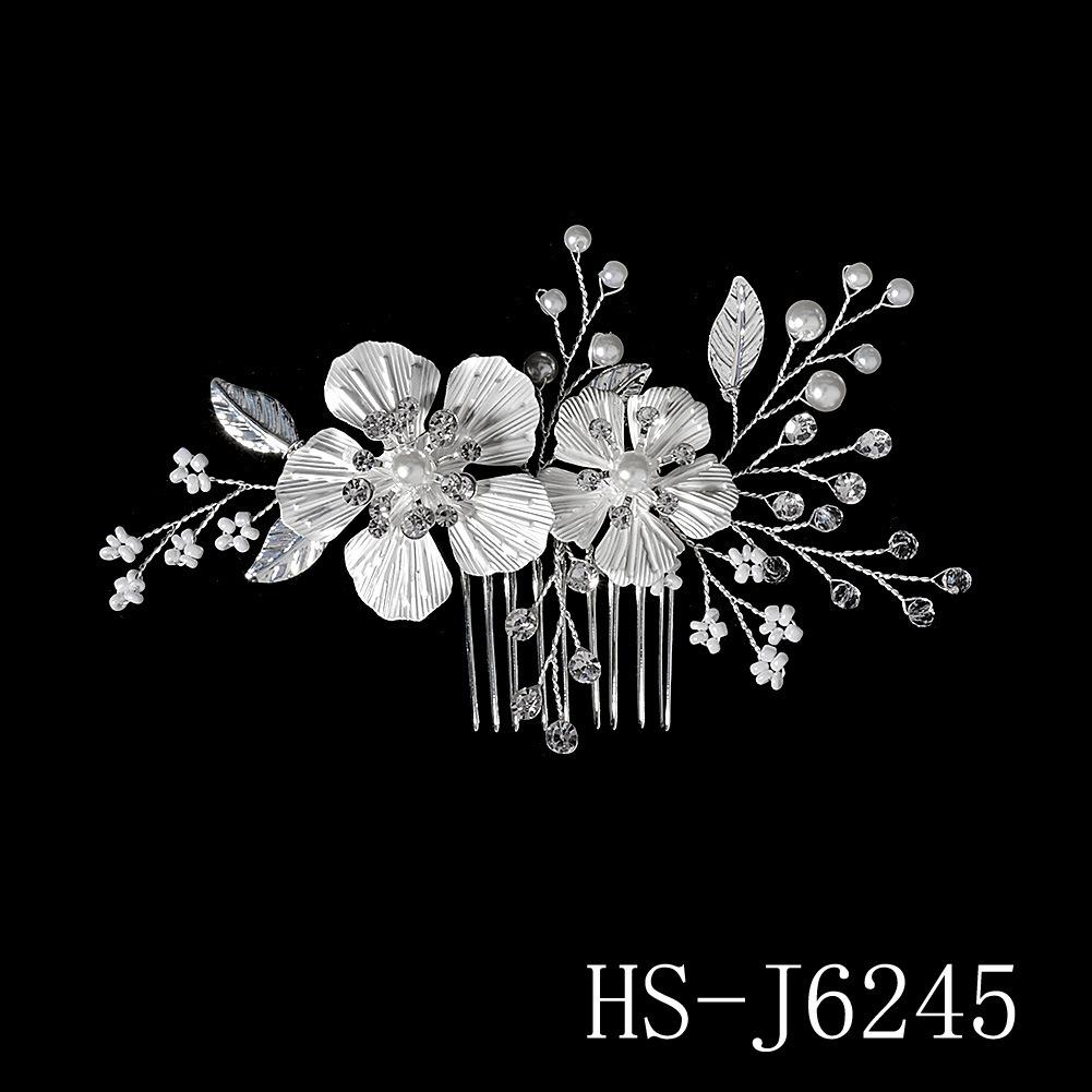 Сделанный вручную свадебный гребень для волос с цветком из жемчуга и страз и листьями