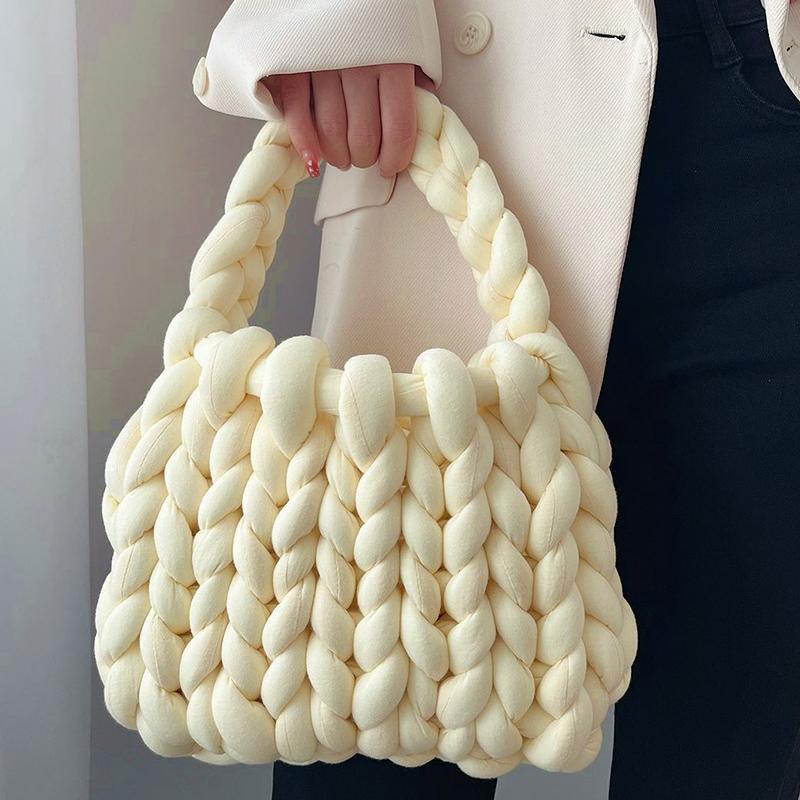Ladies Casual Hand-woven Shopping Totes Fashion Soft Shoulder Handbag Homemade Crochet Bucket Bag Knitted Underarm Bags MIT