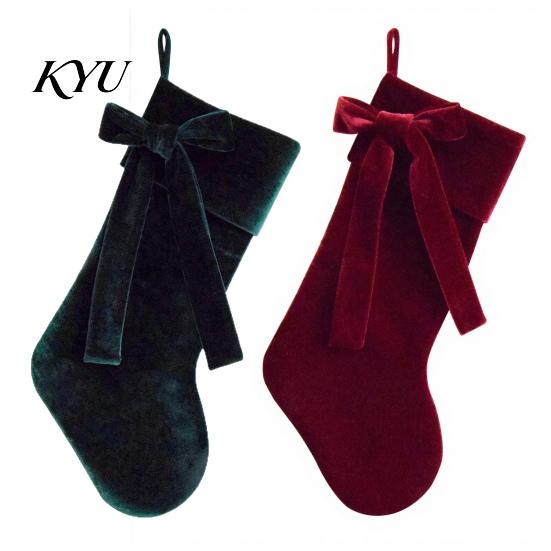 Stockings for Gifts 19 Inch Velvet Christmas Stocking with Bow, Soft Large Fireplace Hanging Decorative Gift Pouches Sock Plush Cuff Mantel,