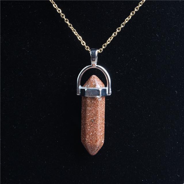 29 Стиль 42 см Натуральный Кристалл Камень Ожерелье Шестигранная Колонна Золотая Цепь Нержавеющая Сталь Подвеска Для Самодельных Ювелирных Изделий Для Мужчин И Женщин