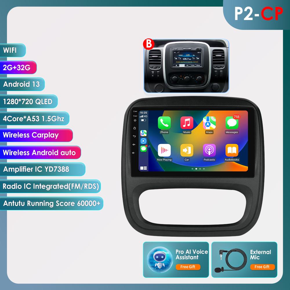 Hizpo 4G AI Voice Android Auto Radio для Renault Trafic 3 2014-2021 для Opel Vivaro B 2014-2018 Carplay Car Multimedia Intelligent Screen GPS 2din
