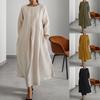 Vestido Vintage Cotton Linen Long Dresses for Women Autumn Solid Long Sleeve Boho Maxi Dress Pocket Loose Tunic Shirt Dress