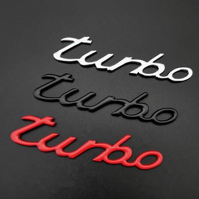 Металлическая 3D наклейка на кузов автомобиля Turbo - Боковой логотип с турбиной и надпись на окно