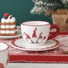 Santa Claus Ceramic Cup and Saucer Christmas Theme Coffee Cup Afternoon Teacup Dish Christmas Mug Breakfast Milk Juice Water Cup