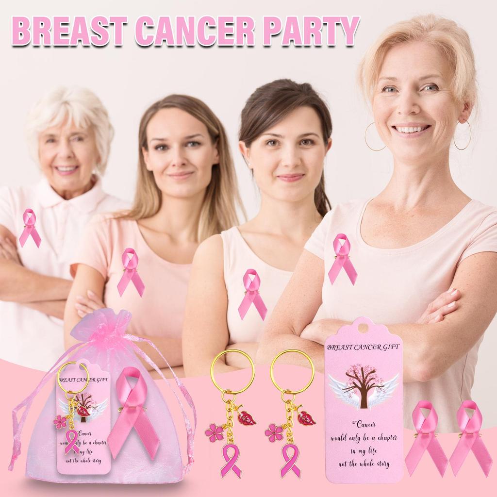 Ключница-брошь «Розовая лента» для повышения осведомленности о раке молочной железы - Подарок для женщин: Забота и Поддержка