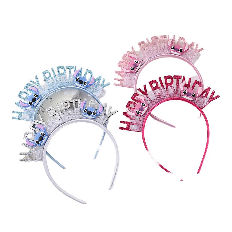 Large Korean-style Birthday Hat Glitter Happy Birthday Hair Band DIY Party Headwear Children Waterproof Plastic Indoor