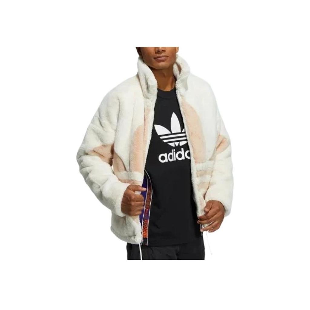 Adidas Originals Large Logo Stand Collar Sports Jacket Unisex Jackets Pink White HC0324