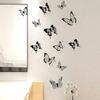 24Pcs Lightweight Butterflies Decals Self-adhesive Fashion Black White 3D Living Room Background Stickers
