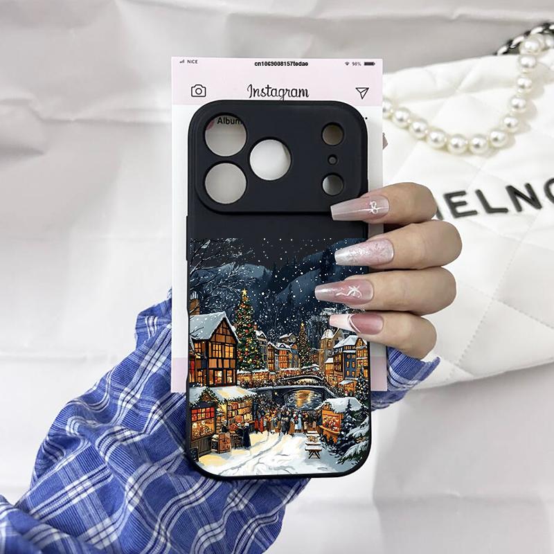 INS Чехол для телефона с пейзажем снежных гор для IPhone 16 17Air 17Pro 17 Pro Max 15 14 13.12 11 Pro Квадратный силиконовый задний чехол