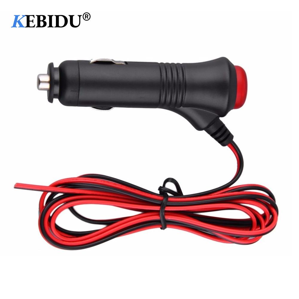 Kebidu Car Socket Adapter Plug Connector with 1.5m Cable On Off Button Switch 12V 24V for Car Motorcycle Truck