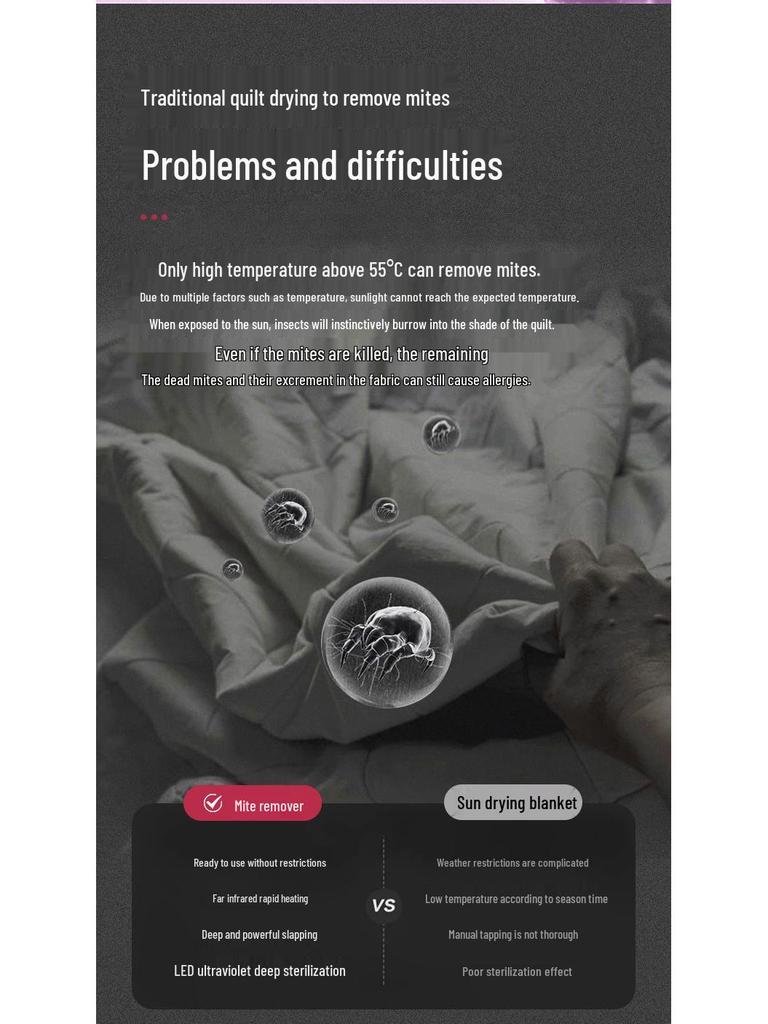 Беспроводной УФ-пылесос для удаления клещей и пыли с кровати