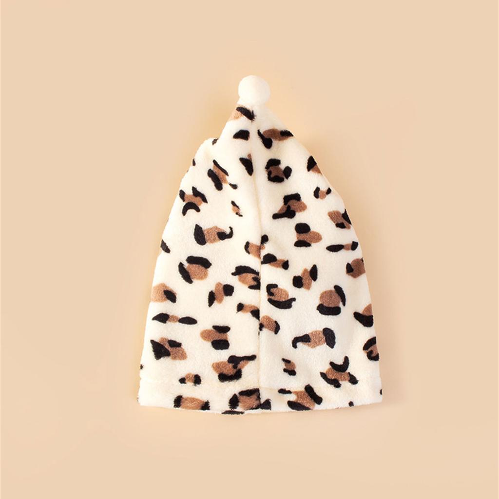 Small Dog Plush Cap for Halloween with Leopard Print Pet Birthday Party Props Hat Dogs Adjustable Strap Pullover Hat