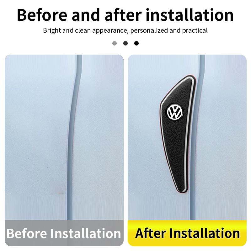 4Pcs PVC Soft Rubber Blade Shaped Auto Car Door Corner Anti-collision Sticker For VW Tiguan CC Jetta Golf Passat Scirocco T-ROC ze8