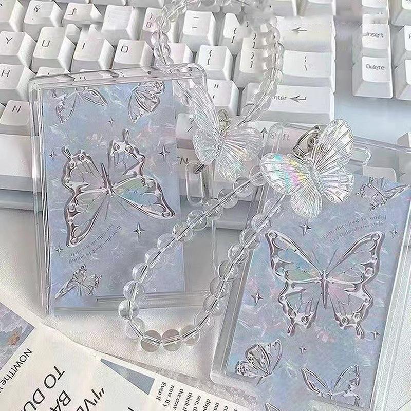 Butterfly Acrylic Card Holder Photocard Holder Credit Id Bank Card Protective Case Keychain Pendant
