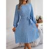 Ins Casual Long Sleeve Floral Large Hem Pleated Skirt Women's Clothing