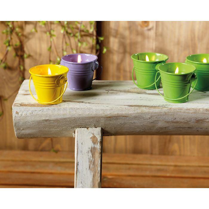 Bougies - DECORIS - Lot de 3 - Cire à la citronnelle - Seau en fer décoratif - 5h de combustion