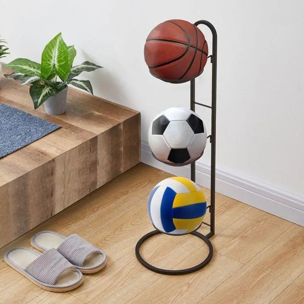 White Children Basketball Storage Rack Carbon Steel Football Display Rack Ball Placed Rack Home