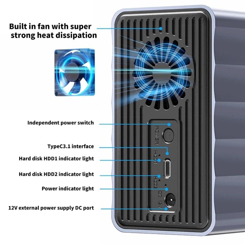 56TB High Capacity Hard Disk Copy Enclosure for HDDs For 2.5inch 3.5Inch Drives and TypeC 3.1 5Gbps Connection