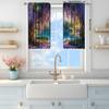 2pcs Painting of Wisteria Flowers Printed Curtain for Home Decor - Rod Pocket Window Treatment for Bedroom, Office, Kitchen