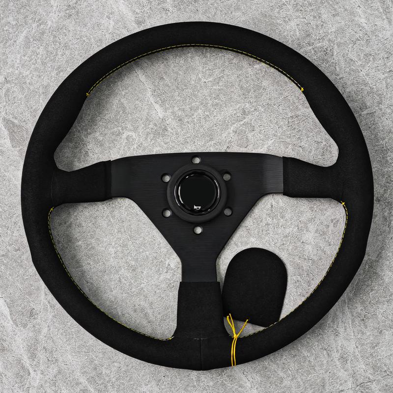14Inch Universal Racing Montecarlo Sports Steering Wheel Red Suede JDM Car Steering Wheel PC-ST51