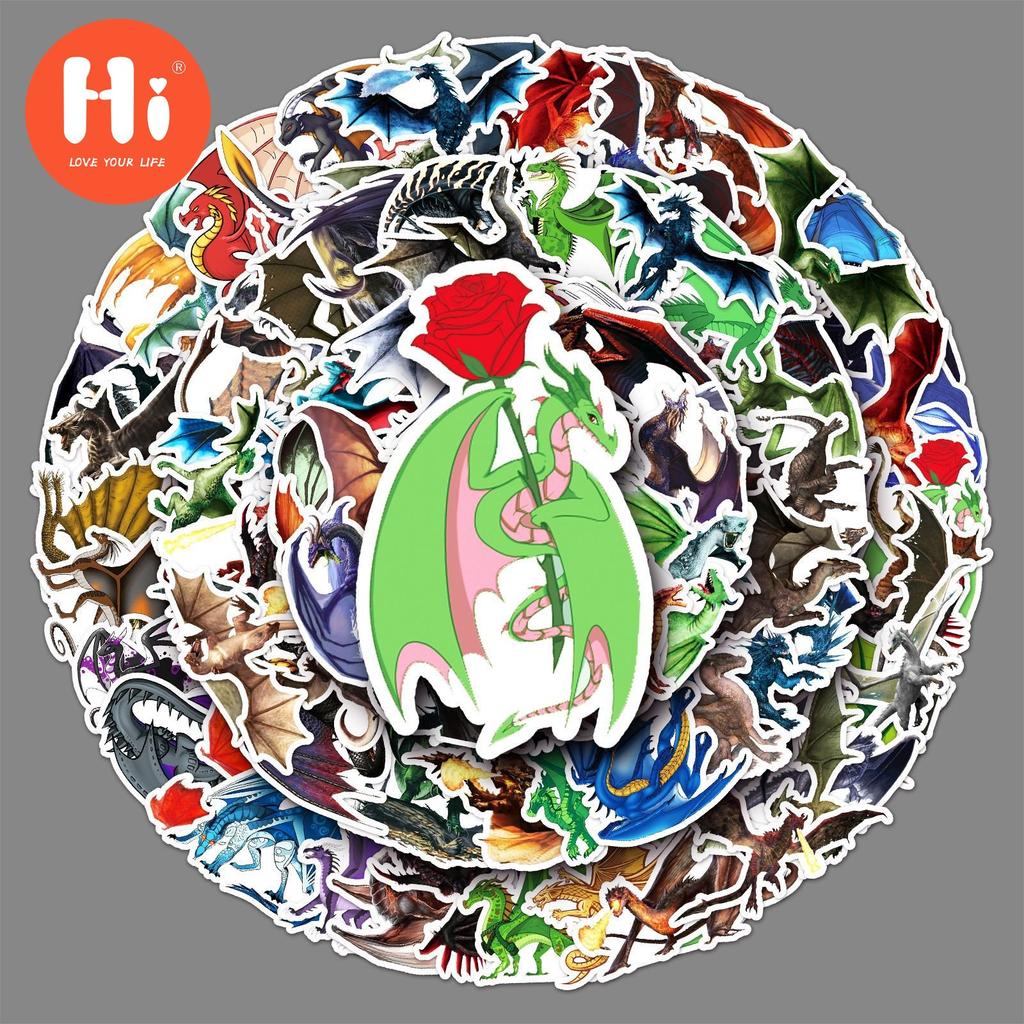 100 Dragon Doodle Stickers Cross Border Cartoon Cool Animal Stickers DIY Phone Case Suitcase Stickers Waterproof