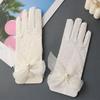 Women Flexible Accessories Wedding Pearls White Gloves Bridal Mittens Lace Bow Gloves Ruffle