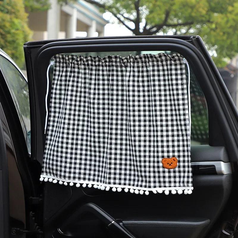 Car curtains Cartoon Fabric Car Side Window Sunshade Curtain Sun Protection Heat Insulation Blackout Side Guard Accessory