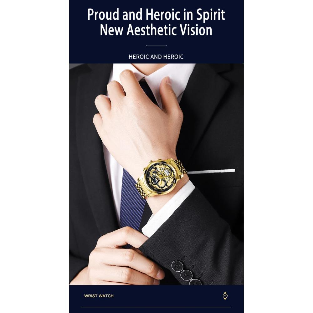 UTHAI BK140 Модные мужские часы водонепроницаемые календарь ночная подсветка стальной браслет мужские часы спортивные часы подарок часы для мужчины