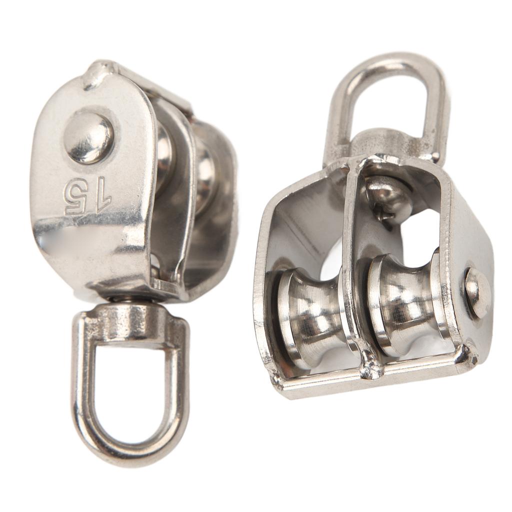 2 шт. Подъемный двойной блок шкива Сверхмощный ролик из нержавеющей стали M15 Канатный кран Подвесной 35 кг Грузоподъемность