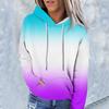 Женская модная повседневная толстовка с капюшоном и градиентным принтом с длинным рукавом