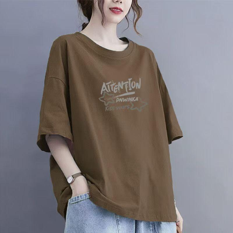 Футболка с короткими рукавами из хлопка и абрикоса, женская, лето 2024, новый нишевый дизайн, свободные топы в стиле Гонконга, шикарные топы