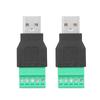 2Pcs USB Male Plug To 5 Pin Screw Terminal Adapter Connetor