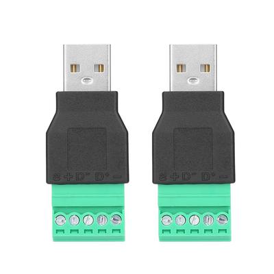 2 шт. USB штекер на 5-контактный винтовой клеммный адаптер-коннектор