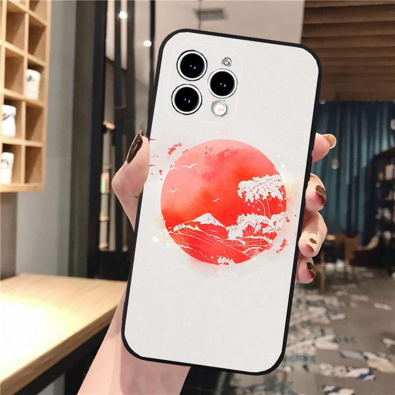 Phone Case For iphone 17 Pro Max 17 Pro Air 16 15 14 13 Pro Max 15 16 Pro 15Plus Wave Art Japanese Green Illust