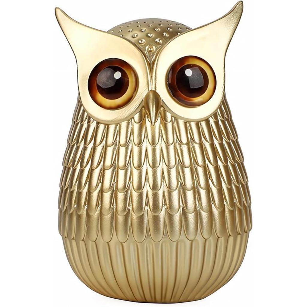 Gold Owl Statue Decor Home Decor for Bookshelf TV Stand Mantel Bedroom Living Room Office, Small Owl Figurines Animal Sculptures Gift for Birds Lovers