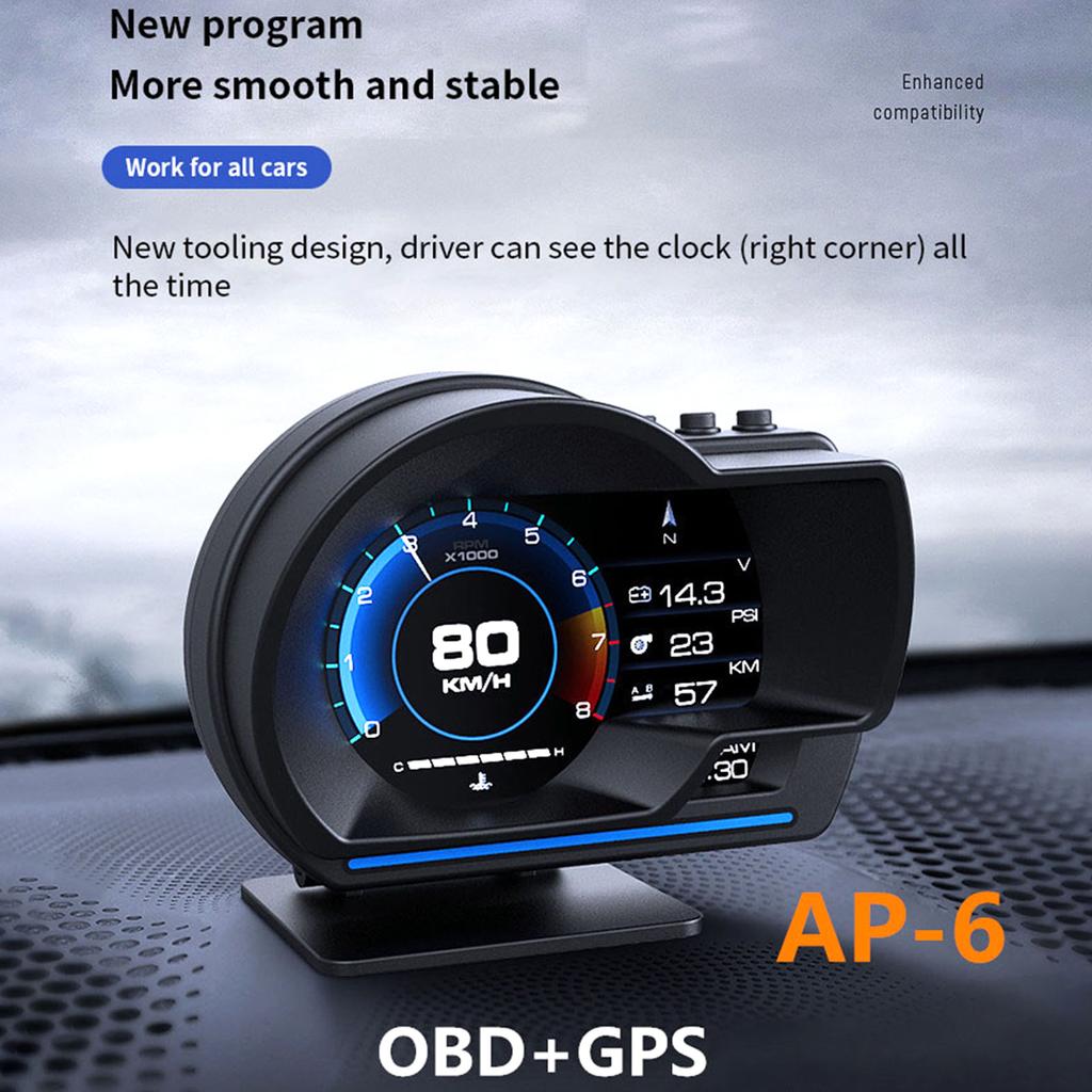 Автомобильный HUD-дисплей, OBD2 + GPS, интеллектуальный датчик, спидометр высокого разрешения, диагностический инструмент для автомобиля