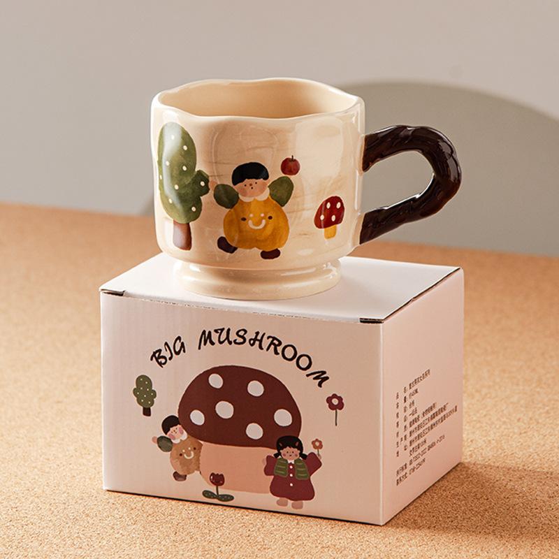 Ретро Милые Мальчики И Девочки Керамическая Домашняя Питьевая Вода Молоко Завтрак Мультфильм Чашка Творческий Высокая Ценность