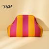 Large Capacity Cosmetic Pouch Woven Striped Clutch Purse for Woman, Pouch, Portable Knit Dumpling Bag, Kiss Lock Handbag Evening, Party