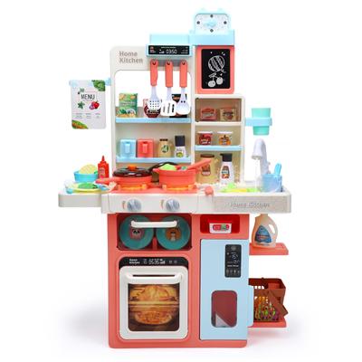 Милая каменная игровая кухня, обучающая 64 игровых домика, реалистичные огни и готовка, вращающаяся сборка, кухонная утварь, ролевые игры, богатое хранение, доска для дня рождения