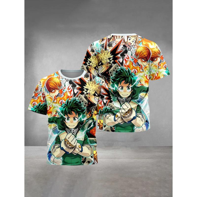 Детская одежда Повседневная Удобная С коротким рукавом Модная С мультяшным принтом Футболки Мальчики