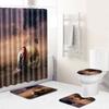 Триллер Череп Занавеска для душа Коврик для пола Комбинация Набор из четырех предметов Ванная Туалет Ковер Коврик для ног