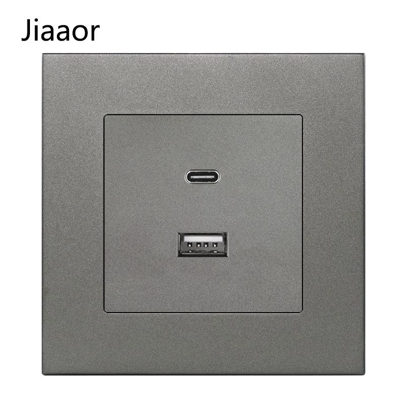 Серый британский стандарт двойная розетка с выключателем с USB и Type C - совместимая с Гонконгом/Макао, скрытого типа 86