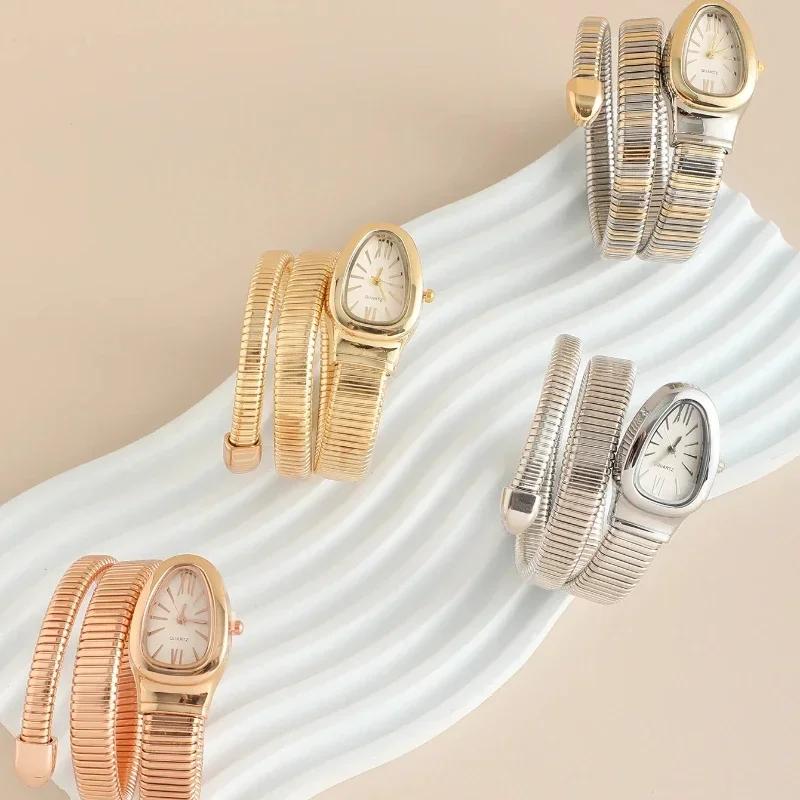 1pc-High Quality and Fashionable Women's Snake Head Alloy Case Exquisite and Luxurious Quartz Women's Watch